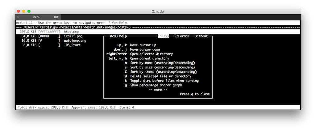 ncdu screenshot